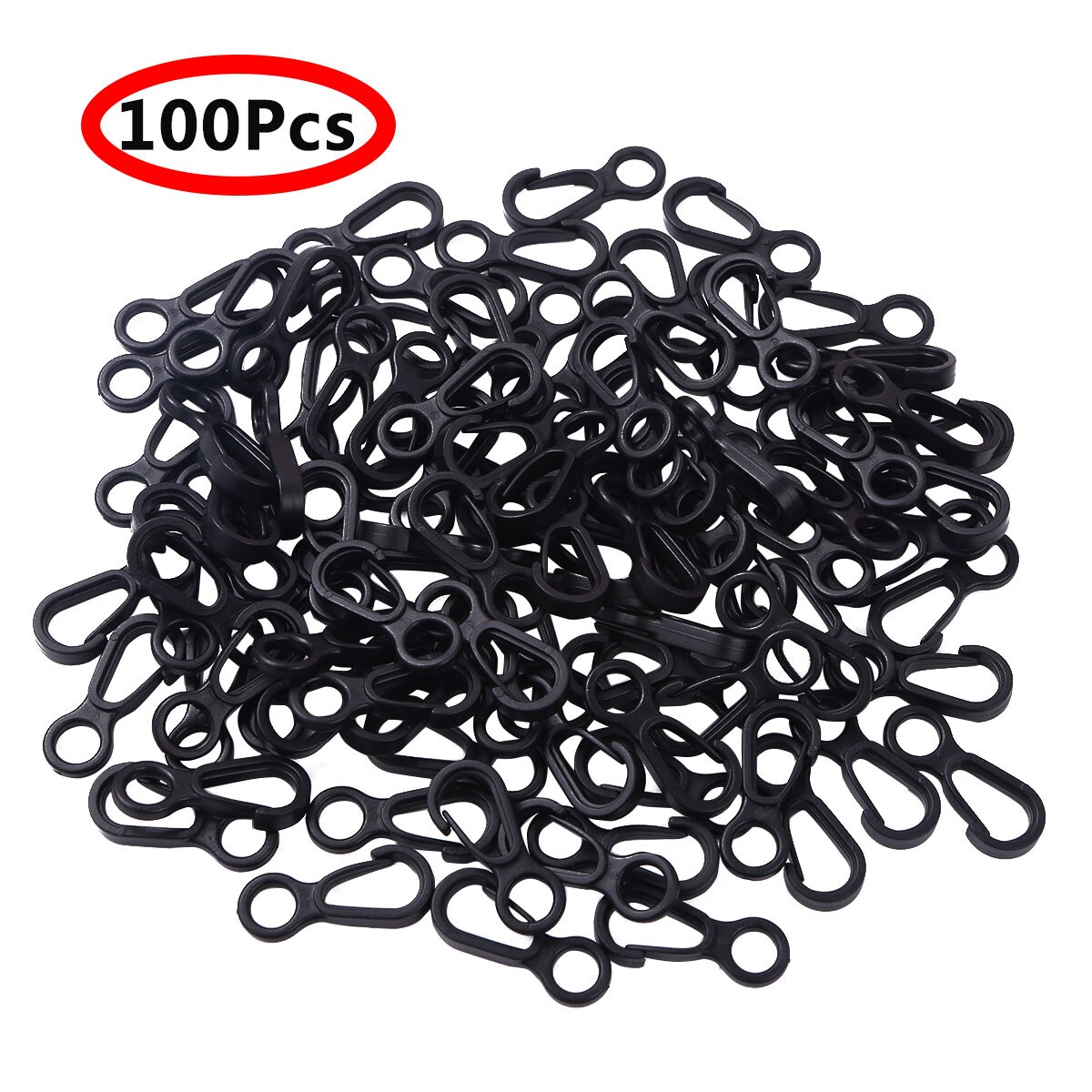100 stk plastik karabinspænde mini flagstang klip snaps krog bærbare vedhæftede stropper spænder til bagage rygsæk tasker: Sort 100 stk