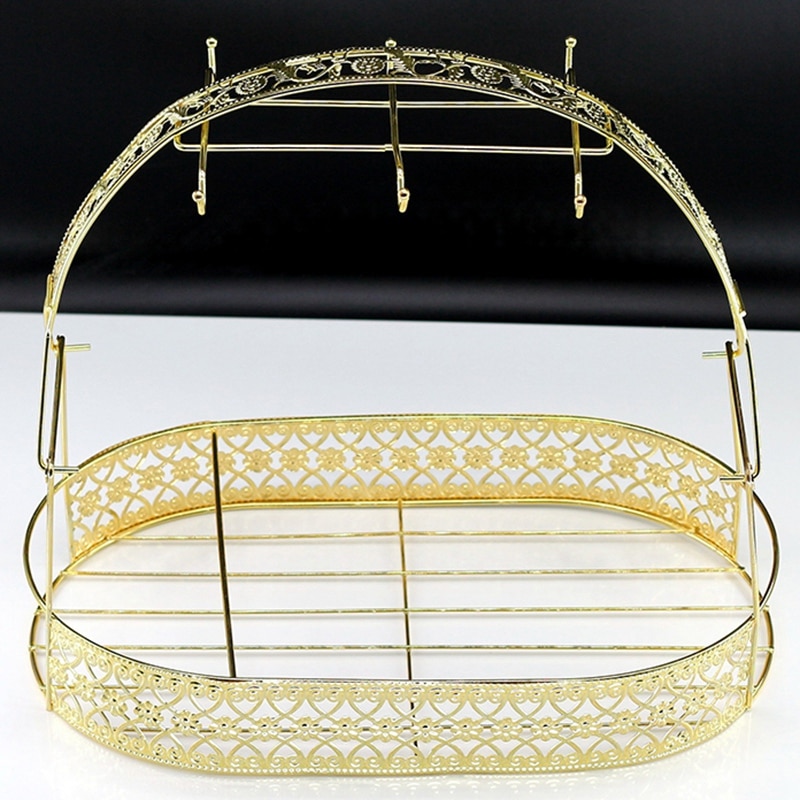 ! guld förvaringsställ med stor kapacitet plätering kaffekoppshäll diskställ kan hänga de flesta koppar, fat, skedar och metallplåtar