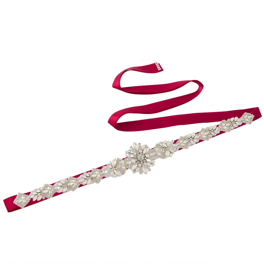 Trixy S408 Opaal Bruids Riem Voor Jurken Kristal Kralen Riem Voor Vrouwen Bruid Bruidsmeisje Jurk Sash Party Formele riemen: wine red