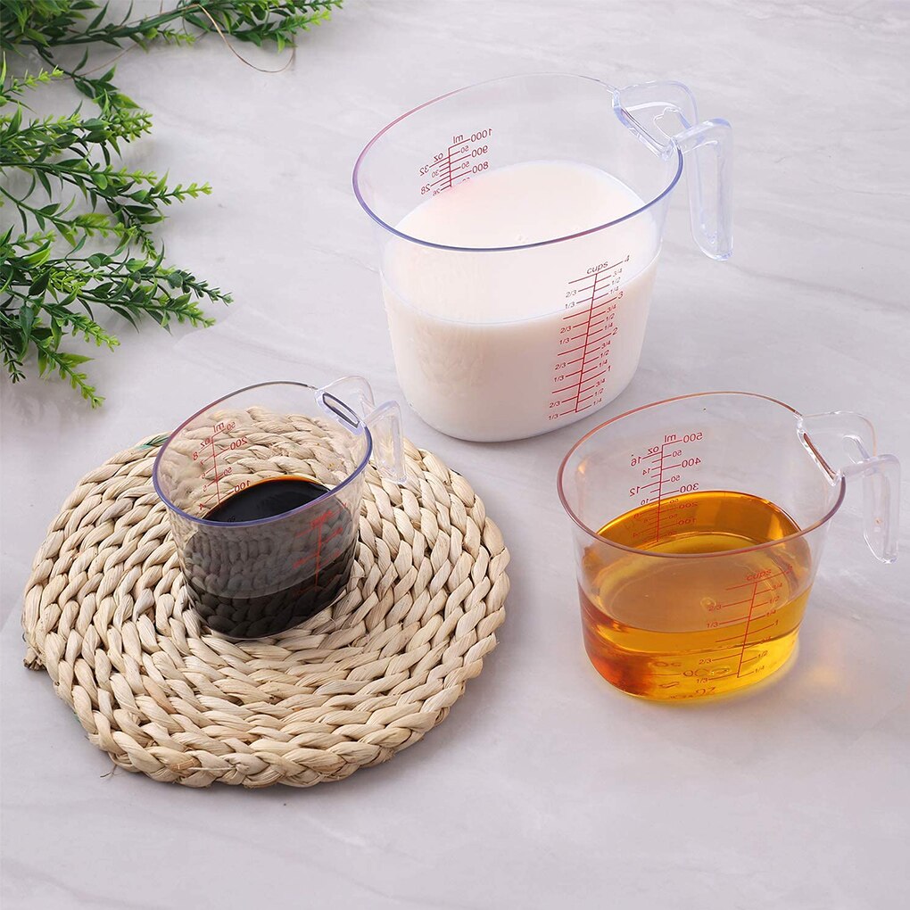 3pcs Measuring Cups Stackable Measuring Jugs Plastic Handle Kitchen Cooking Measurements Cup with graduated