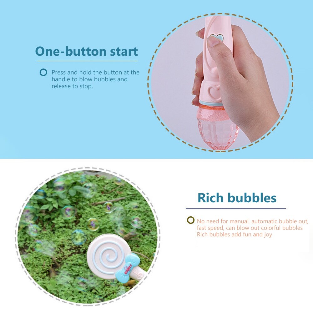 Kids Meisjes Handvat Cartoon Lolly Vorm Licht Muziek Elektrische Water Bubble Blower Machine Party Home Garden Speelgoed