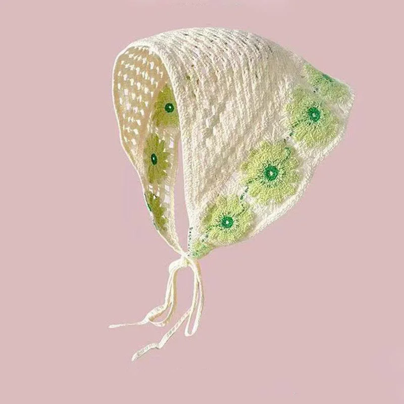 Blanc tissé dentelle florale cheveux écharpe enveloppes femmes rétro Triangle foulard chapeau voyage dentelle cheveux écharpe bandeau cheveux accessoires: WHITE