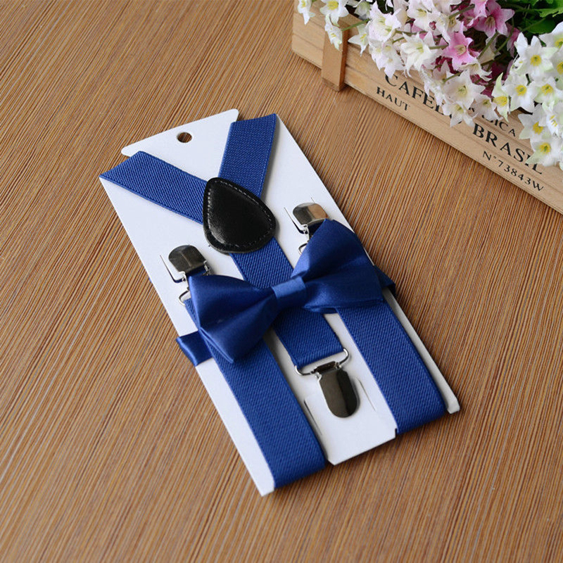 Adjustable and Elasticated Kids Suspenders With Bowtie Bow Tie Set Matching Ties Outfits For Girl Boys Clothes: Blue