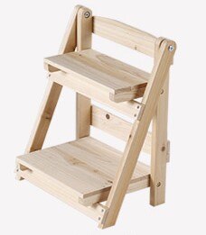 tabletop stand 2 tier foldable solid fir mini wood display shelf decoration: original wood skin