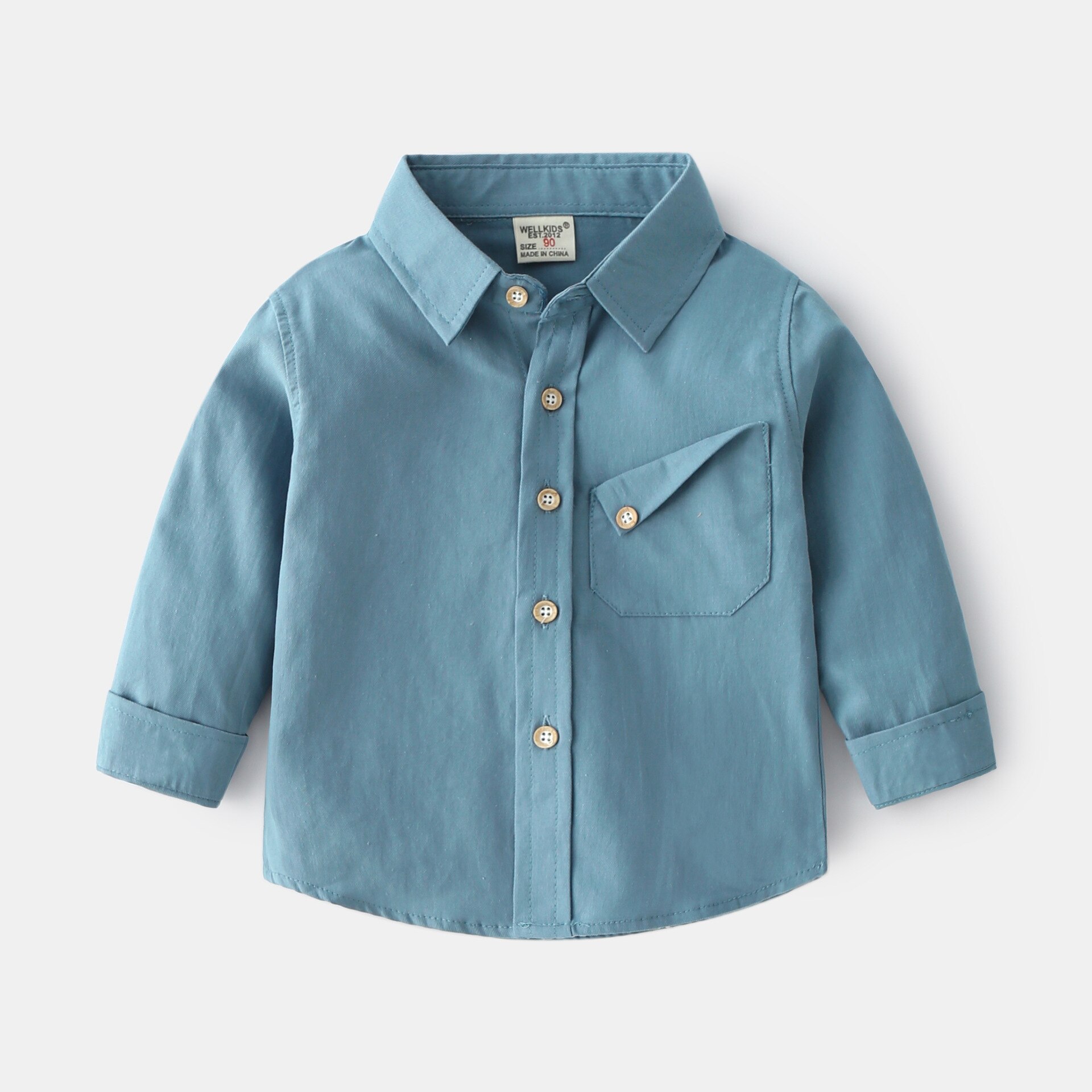 Snoep Kleur Jongens Shirts Zomer Herfst Kids Tops Zomer Turn Down Kleur Pocket Tops Tees Kinderkleding: blue / 90(2T)