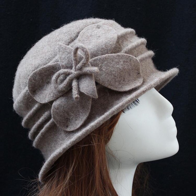 Winter Vrouwen Hoeden Mutsen Cloche Dames 100% Wol Cap Emmer Bloemen Warm Hoeden voor Vrouwen Motorkap Femme Skullies Mutsen Vrouwelijke cap