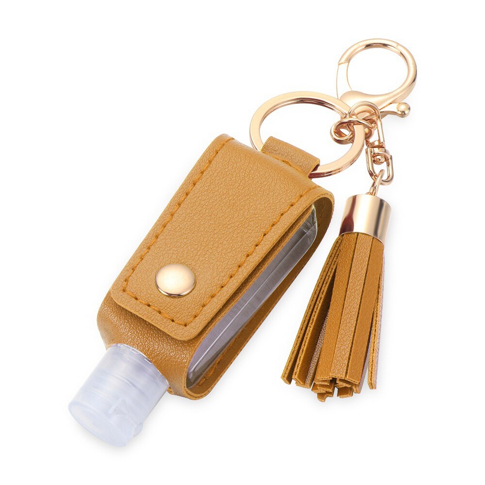 Empty Refillable Bottles Keychain Holder Reusable Lotion Squeeze Tube Soap Containers Leather Pouches Travel Accessories: yellow 1