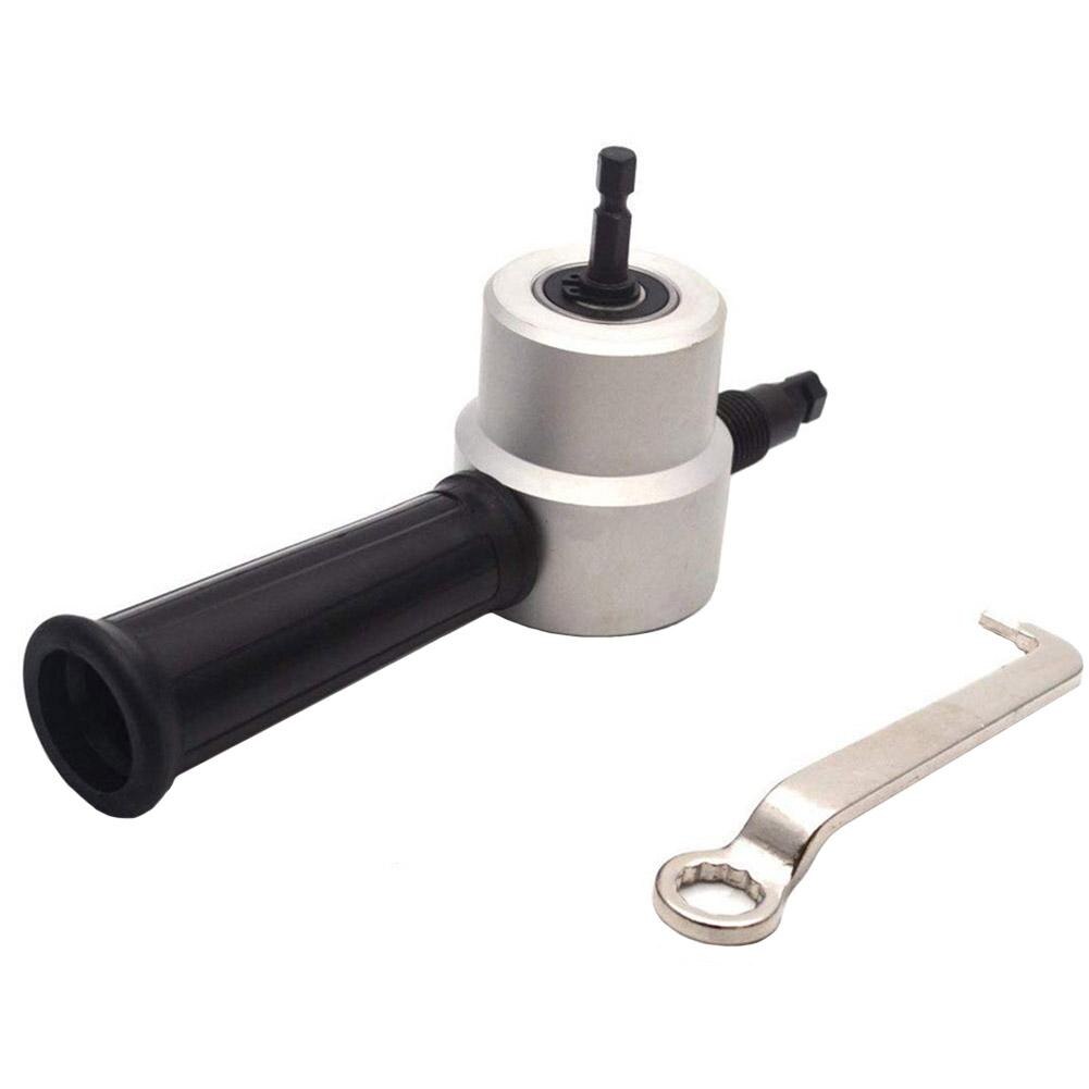 Double Head Sheet Nibble Metal Nibbler Saw Cutter 360 Degree Adjustable Drill Attachment with Extra Punch Free Cutting Tool: black