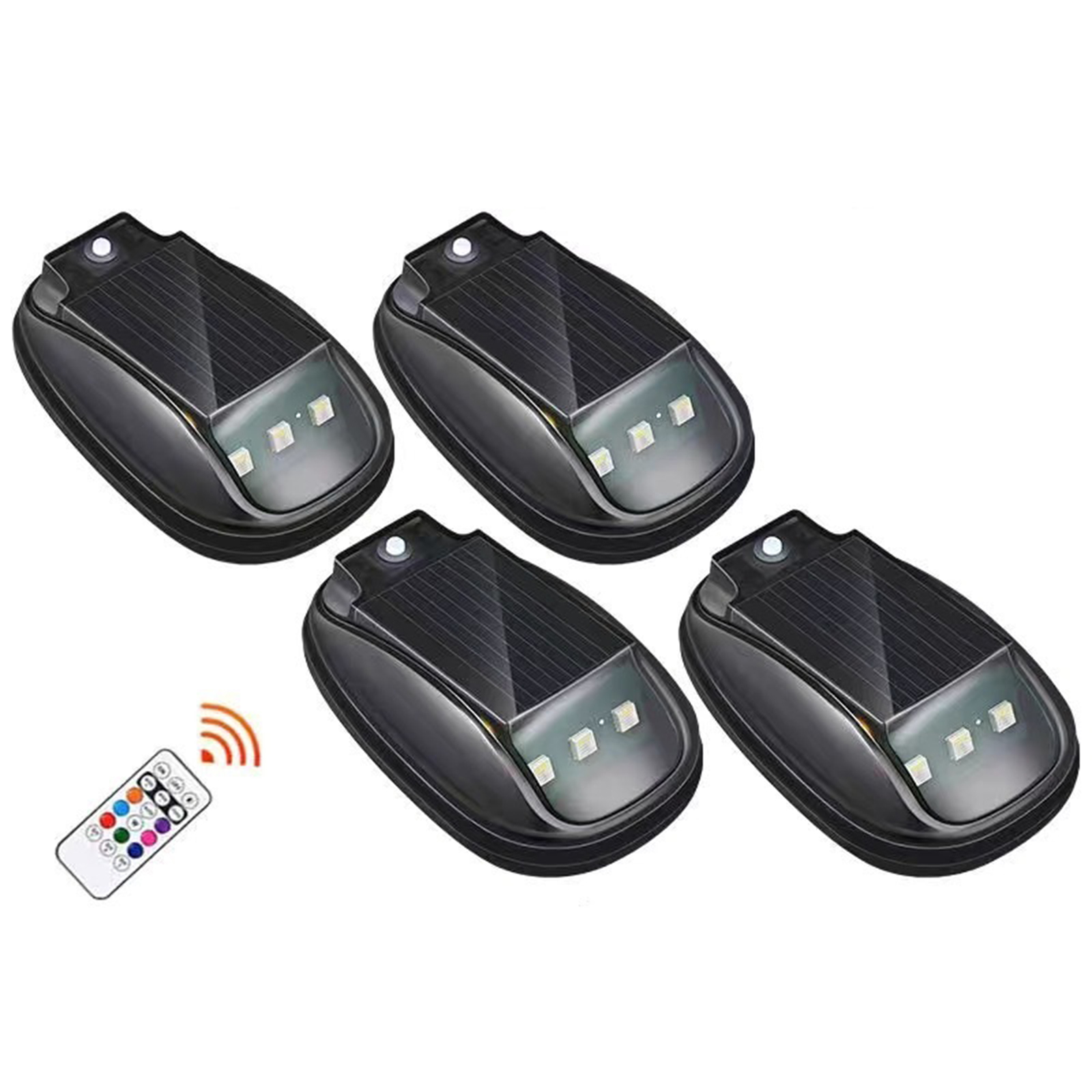Autodakverlichting op zonne-energie met draadloze, op afstand bedienbare knipperlichten (rgb), stroboscoop op zonne-energie voor autodecoratie.: 3000k gouden