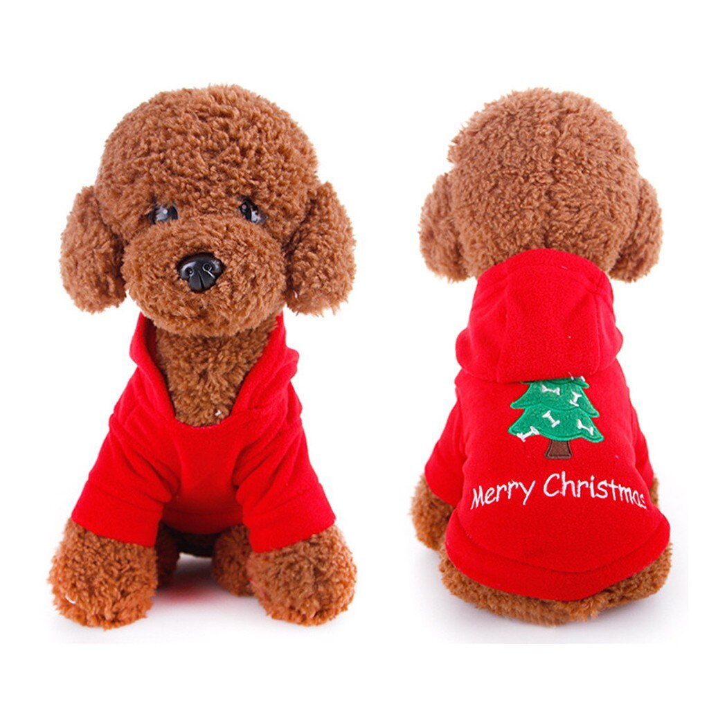 Hond Xmas Warm Hoodies Leuke Puppy Kerstman Outfits Kerst Kleding Kostuums Jas Vest Kleding Hond Fleece Puppy Kleding