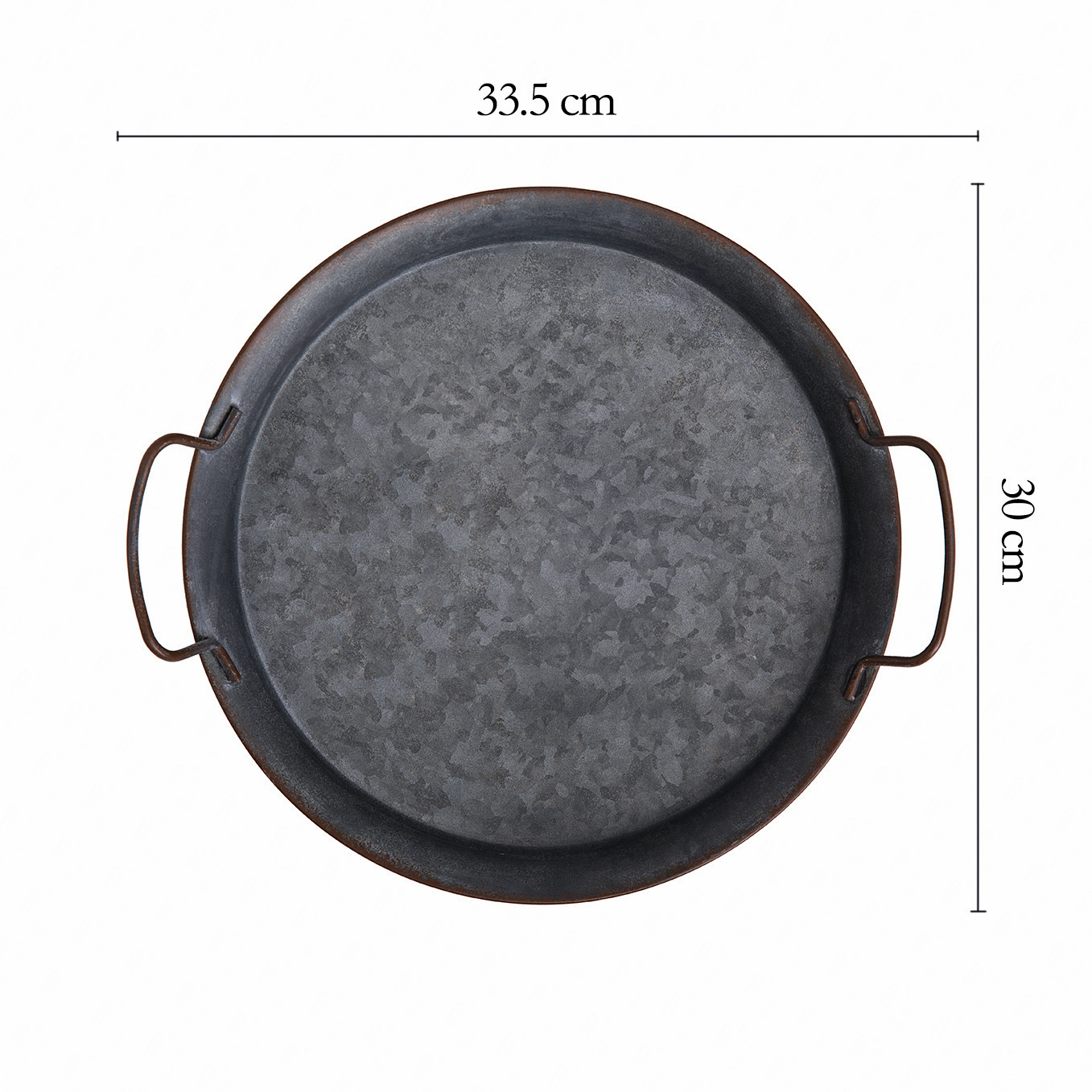 Home Decoration Plate Binaural Bread Plate Retro Metal Plate with Handle Handmade Storage Tray Round Wrought Iron with Handle: large