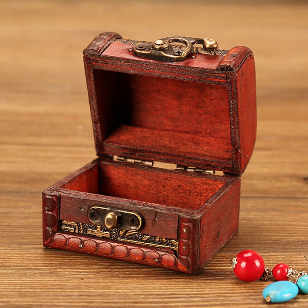 Sieraden Doos Vintage Houten Handgemaakte Doos Met Mini Metalen Slot Voor Opslaan Sieraden Schat Parel