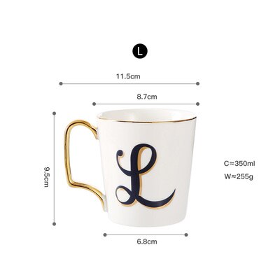 EWAYS – tasse à café en porcelaine avec poignée dorée, pour Couple, avec lettres créatives, d'anniversaire et de mariage: 15