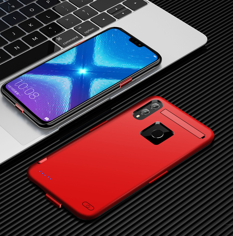 Pour Huawei Y9 Honor 8X chargeur de batterie boîtier externe en Silicone antichoc étui de batterie pour Huawei Y7 Pro étui de batterie d'alimentation: Rouge