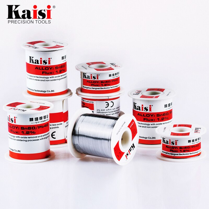 Kaisi Flux 1.2% colofonia Core hilo de soldadura de estaño y plomo Sn60 / Pb40 para trabajos de soldadura (0,3mm/0,4mm/0,5mm/0,6mm opcional)