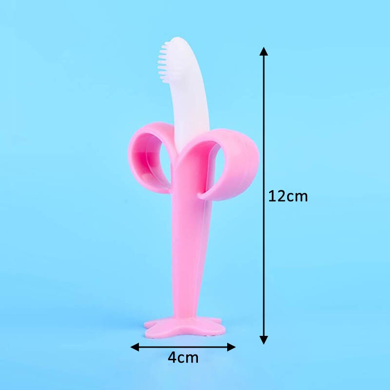 1Pcs Baby Stereo Banaan Gum Molaire Stok Leuke Cartoon Banaan Vorm Baby Bijtring Molaire Sticker Veiligheid Baby Tandenborstel: Roze