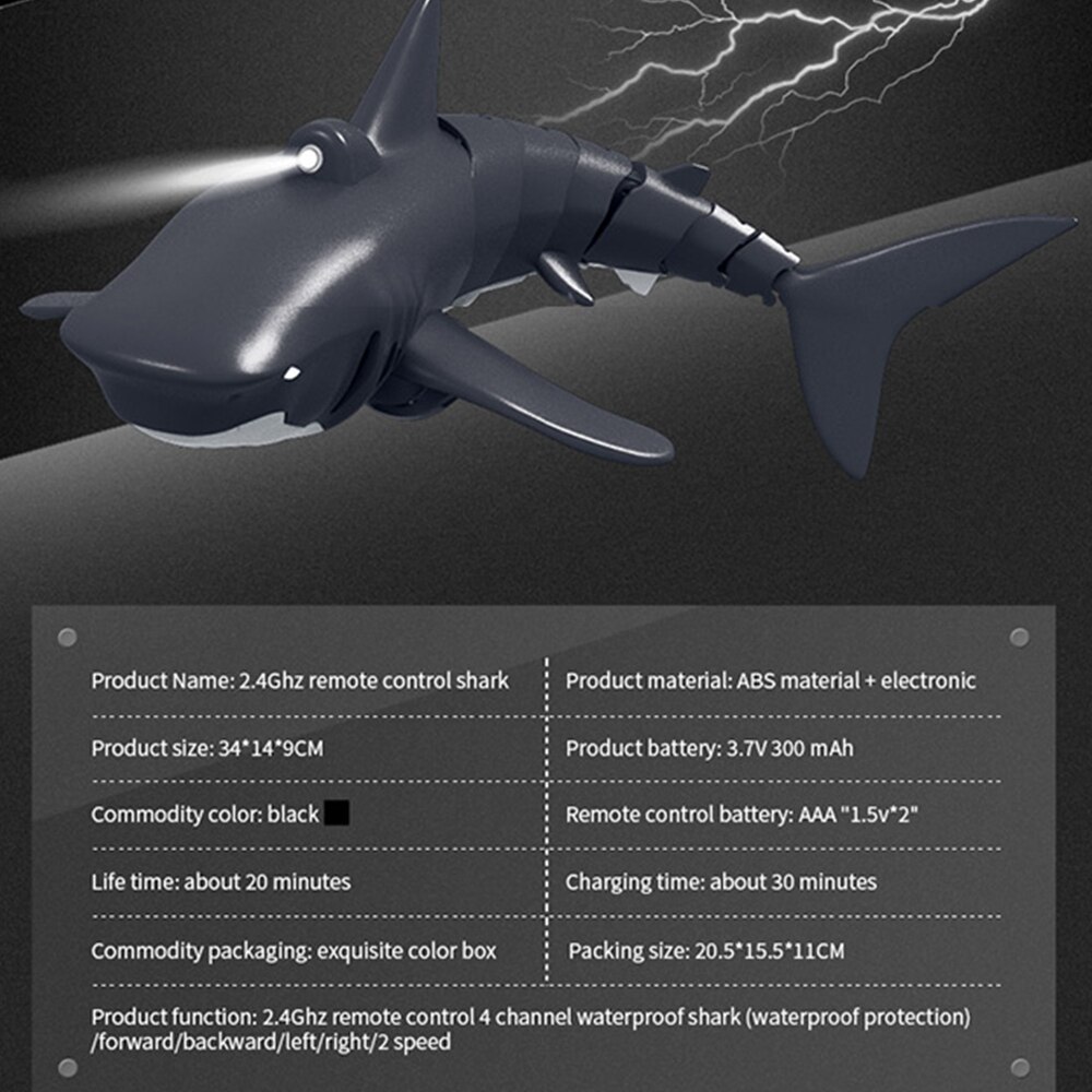 Rc Haai 2.4G Afstandsbediening Haai Speelgoed Voor Kinderen Rc Boot Elektrische Bad Speelgoed Simulatie Haai Zwemmen Zwembad Badkamer water Spelen Speelgoed