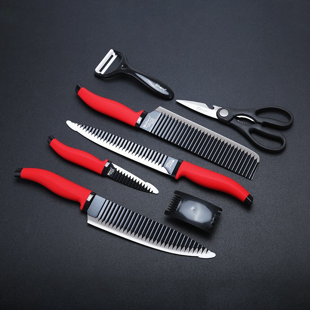 7PCS Kitchen Knives Set Stainless Steel Blades Chef Knife Sets Chef Chopping Paring Scissors kitchen Cooking Tools With Box