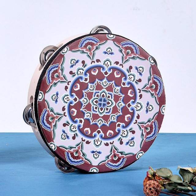Cloches de Style ethnique, tambour à motifs colorés pour enfants et adultes, Performance sur scène Portable, Instruments de musique pour débutants,: F