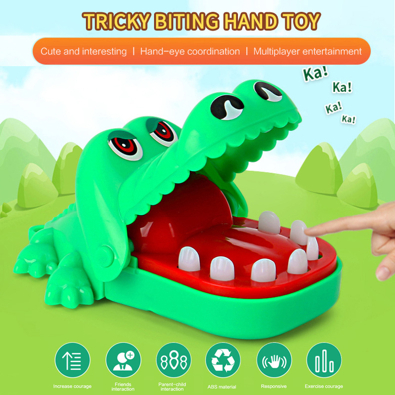 Draagbare Kleine Size Crocodile Mouth Tandarts Bite Finger Game Funny Gags Speelgoed Met Sleutelhanger Voor kids