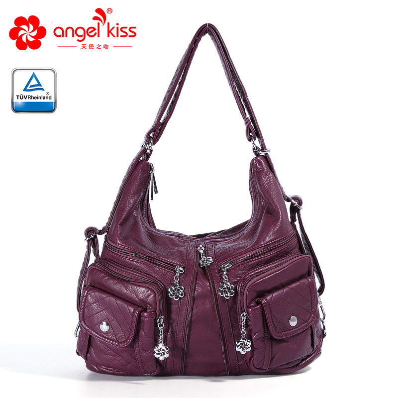 Angelkiss Europa en Amerika PU Lady Handtas Pure Kleur vrouwen Handtassen Diverse Kleuren Enkele Schouder Diagonaal Straddle Tas