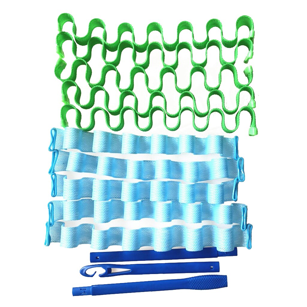 Kit de coiffure 12 pièces cheveux longs bigoudis avec crochets sans chauffage: blue green