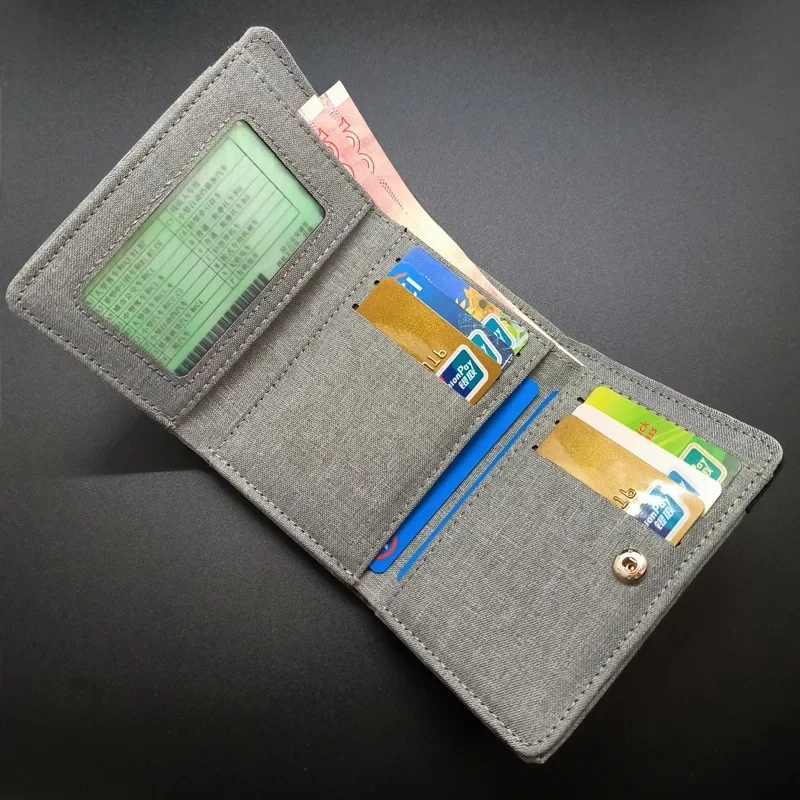 Herrenmode Kurze Segeltuch-Geldbörse Kontrastfarben Kleine dreifach gefaltete Geldbörse Kartenmünze Kleingeldtaschen