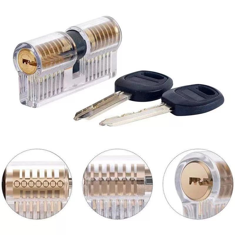 Lock Pick Set Padlock Tools Set Training Tools Transparent Cutaway Practice for Beginner&Locksmiths: Blue