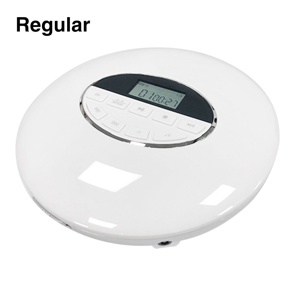 Lecteur CD Portable à piles petit lecteur USB multifonctionnel rond avec écran LCD Support de musique de voiture compacte carte TF: White Regular