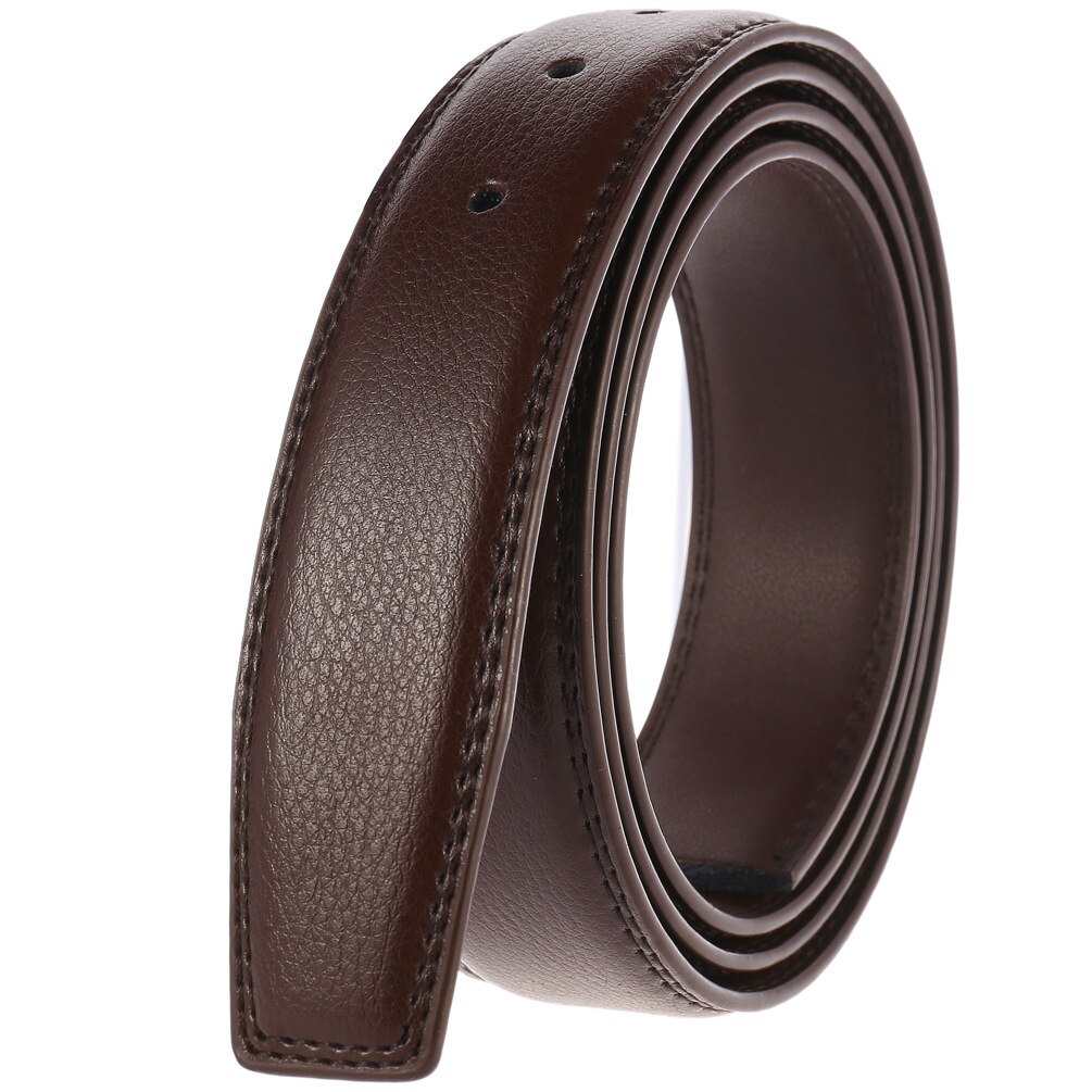 3.5cm brede leren riem met gaten, geen gesp, geschikt voor speld, gladde gesp, zwarte koffie: Koffie / 130cm