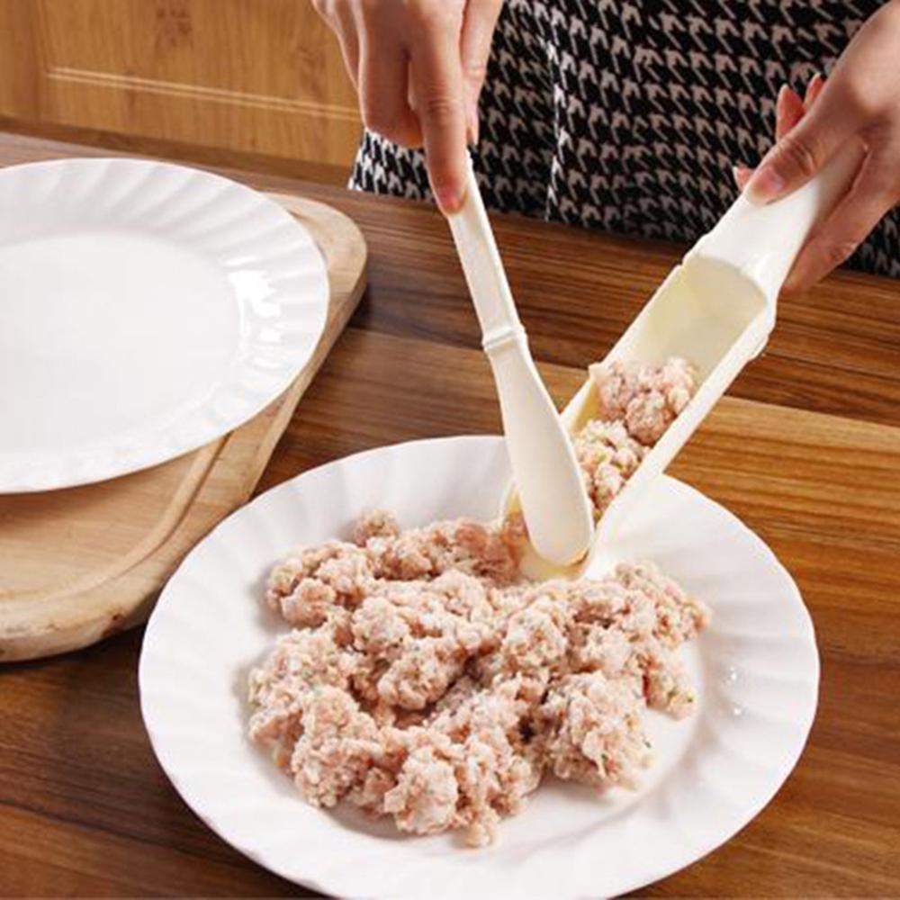 Plastic Dual-Head Meat Fish Ball Maker Kitchen DIY Meatball Mold Pot Meatballs Meat Filling Device