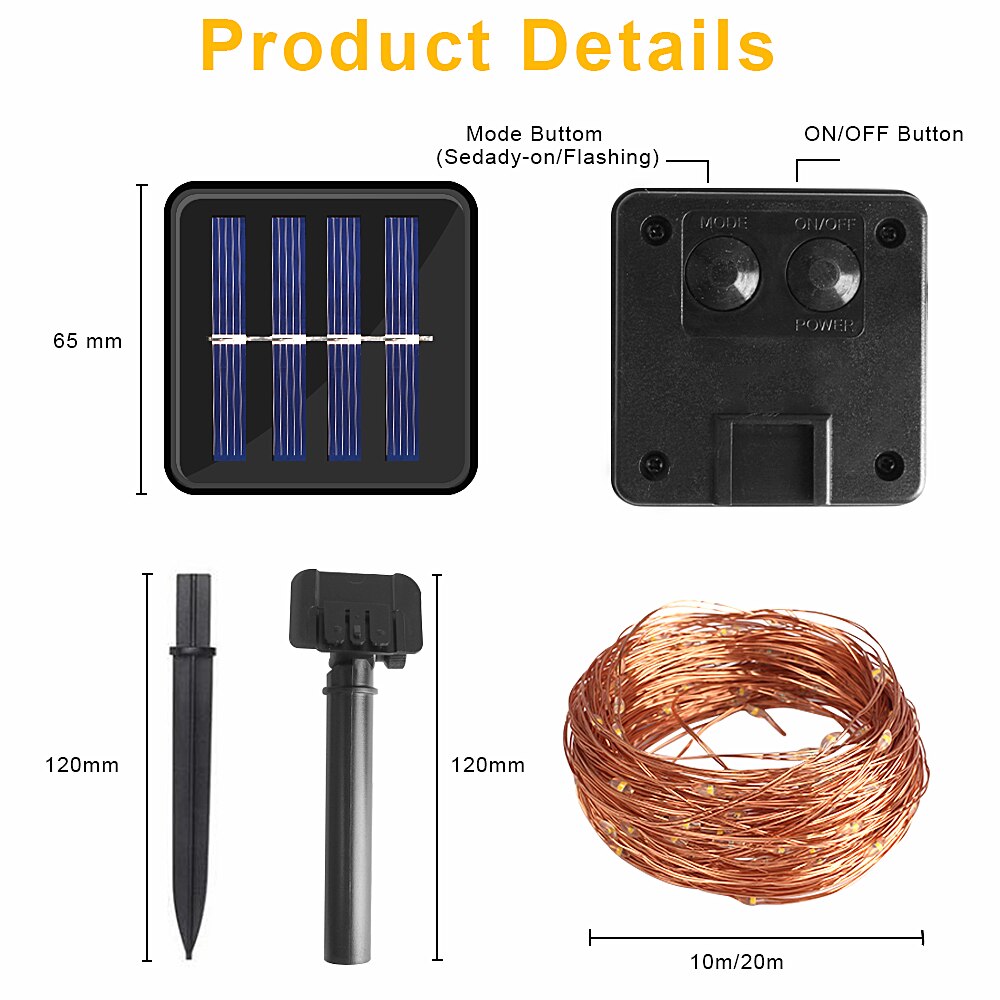 Solar Led Light Outdoor Waterdichte Verlichting String 22M Led Strip Winter Solar Tuin Lamp Fairy Festoen Kerst Guirlande 7M/12M