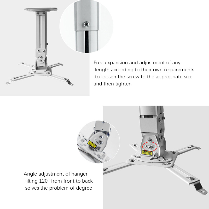 Projector Bracket Ceiling Mounting Bracket,Tilted Retractable for Inch 1/4 Screw Hole,30cm Claw Pitch Projector