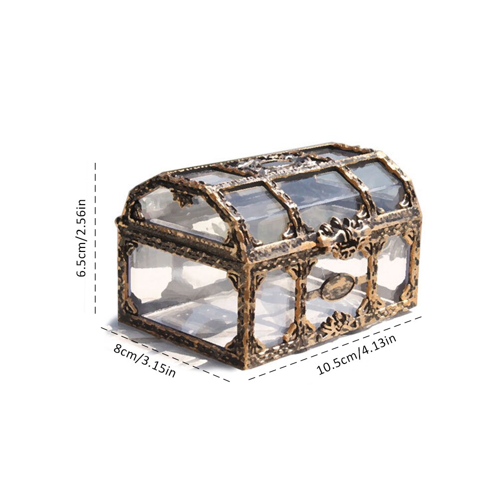 Plastic Transparent Pirate Treasure Box Crystal Gem Jewelry Box Storage Organizer Chest Box Treasure For Jewelry Gem Trinket Box