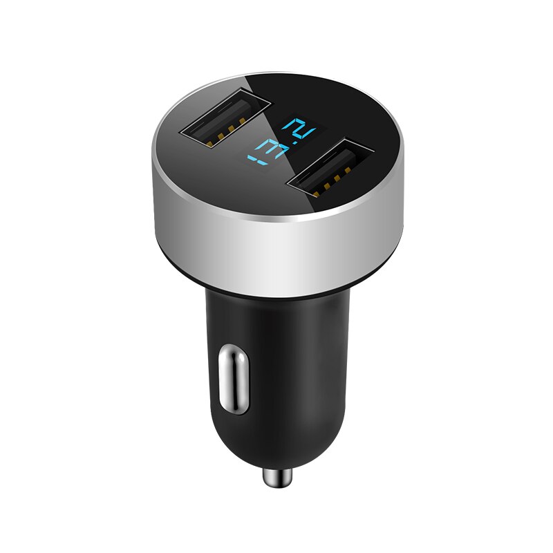 Smart USB Car Charger Phone Fast Charger Max 4.8A LED Car Adapter DUAL Ports Alloy Mobile Charger For Xiaomi iphone x lenovo z5: Silver 4.8A