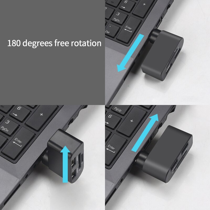 3 puertos Usb Hub USB 2,0 HUB giratorio de alta velocidad USB divisor de escritorio adaptador para Windows 98 98SE para Windows 2000 /Windows ME