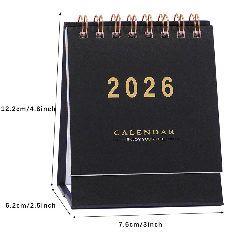 Simple Style English Mini Desk Calendar Desktop Display Portable Calendar Desktop Decoration Handmade Diary Desk Calendar: Yellow