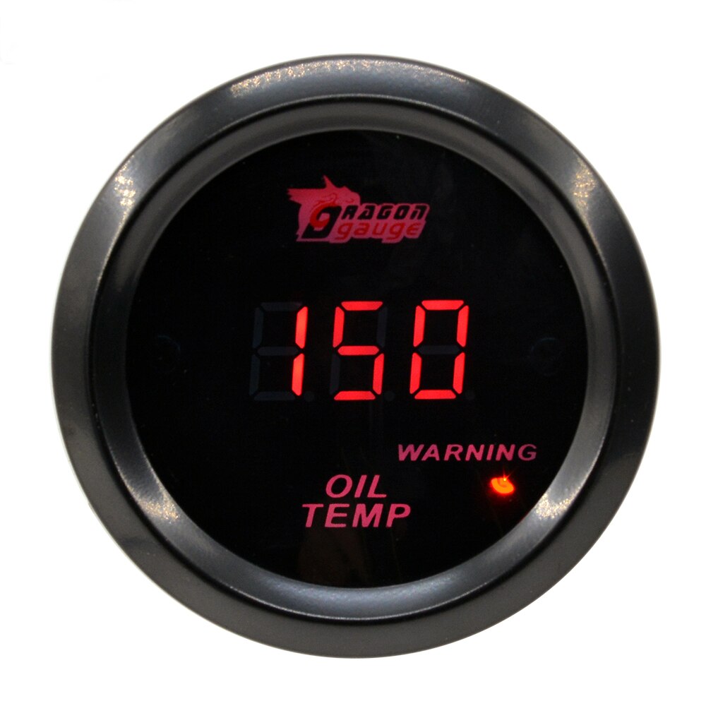 Dragon 52mm 2" Red Backlight Car Racing Refit Oil Temp Gauge 40-150 Celsius Warning Function Temperature Meter