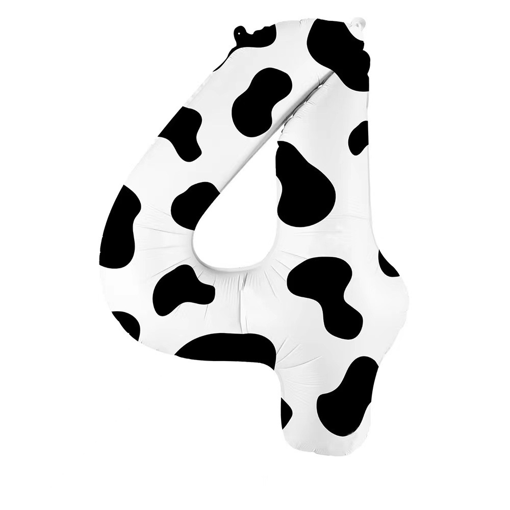 40 cali Krowa Nadruk 1 2 3 4 5 6 7 8 9 0 Cyfrowy balon z numerem Chłopiec Dziewczyna Krowa Farma Stodoła Motyw Dekoracja urodzinowa: iridescent