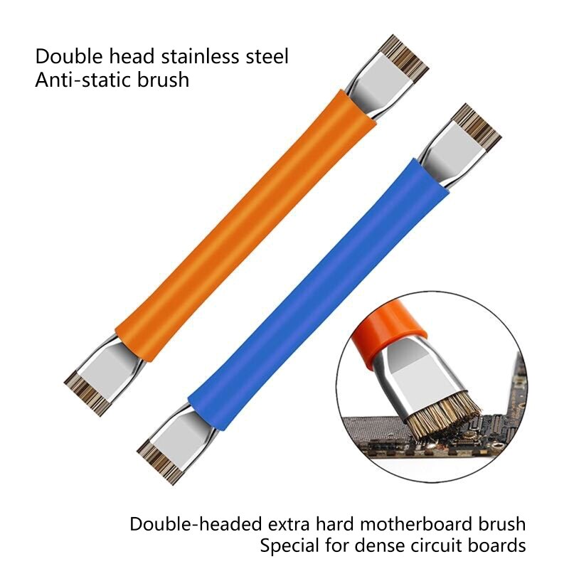 2-Piece Anti - Static Brush PCB ESD Brush Electronic Component Cleaning Tool for PC Mobile Phone Grooved Bristles