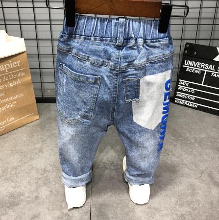 Forår efterår drenge jeans børn drenge bukser drenge bukser pioner børn dreng jeans elastisk talje casual jeans 2-6y