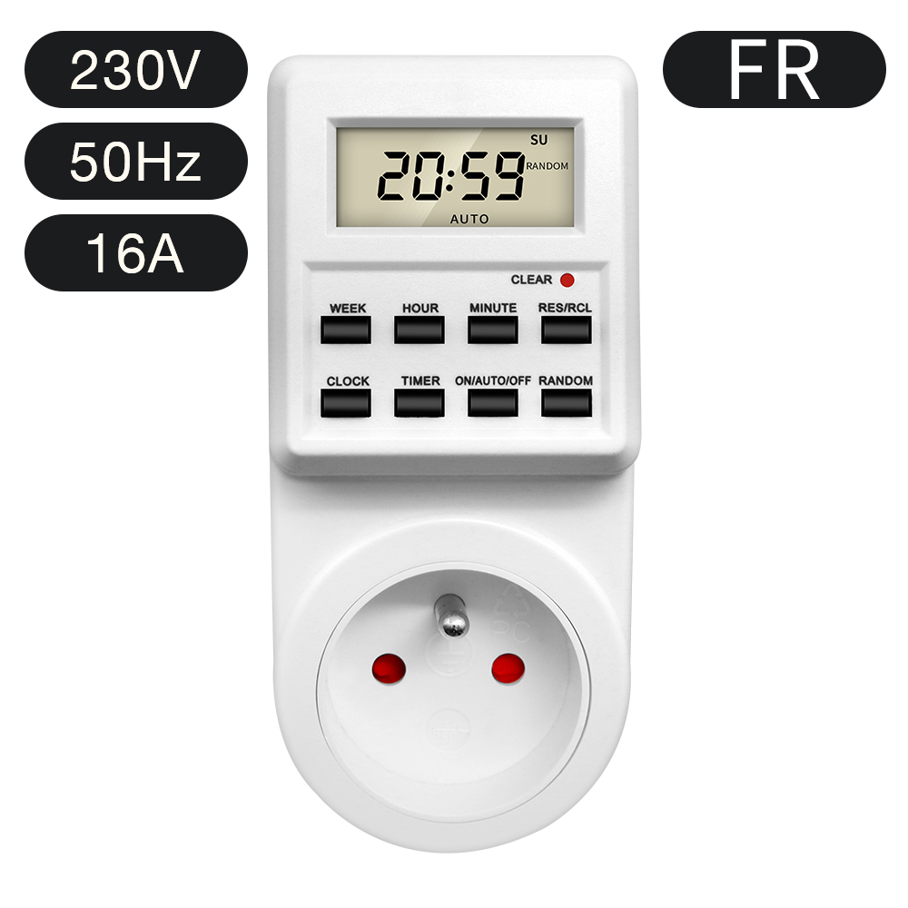Digitale elektronische tijdschakelaar stopcontact kookwekker stopcontact 24-uurs programmeerbare timing stopcontact EU UK AU US BR FR IT TH-stekker: Rood