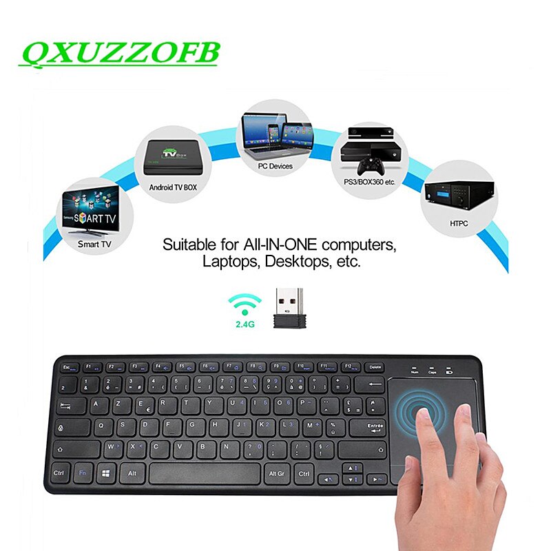 2.4G Wireless Keyboard With Touch Pad Mouse Support Computer And TV PC HTPC Android Windows10/8/7/Vista/XP
