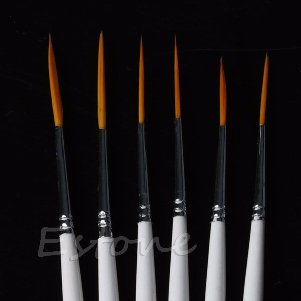 6 unids/set pelo de Nylon brocha redonda para pintar gancho línea lápiz artista dibujar pintura arte