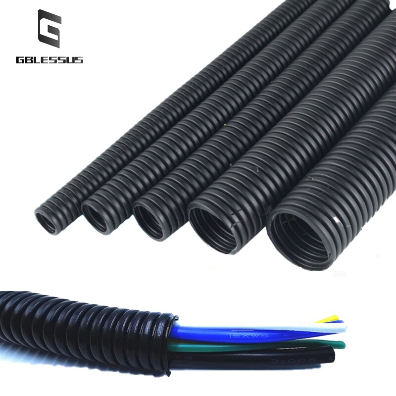 Manguito de Cable de 1M, manguera corrugada de plástico PP, arnés aislado de 4,5mm-17mm, accesorios de protección de cables eléctricos para Motor de automóvil