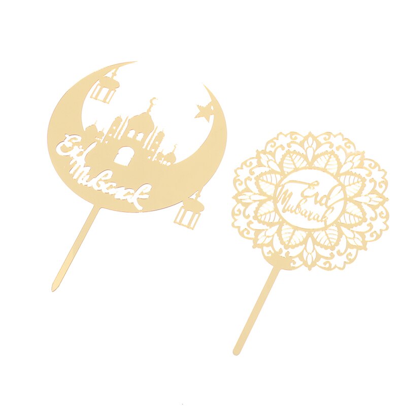 Eid Mubarak Cake Topper Islam Gold Birthday Weeding Party Dessert Cake Topper