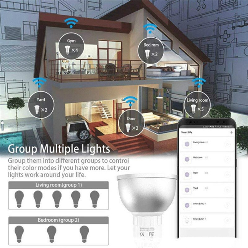 Smart wifi 5w gu10 gu5.3 led pære lampe fjernbetjening stemmestyring rgbw dæmpbart led lys led spot lys focos led led væglampe