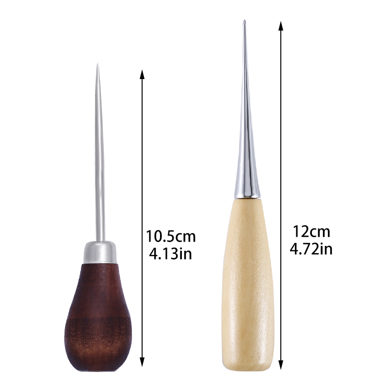 KRABALL-punzón de punzonado de cuero con mango de madera, herramienta de costura para bricolaje, costura hecha a mano, zapatos, bolsa, herramienta de reparación: Caqui oscuro