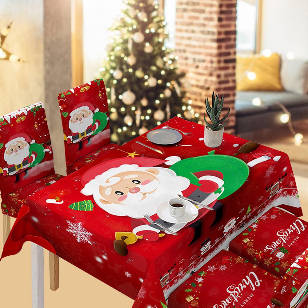 Christmas Table Cover Rectangular Christmas Collection Tablecloth With Cute Santa Oil-Proof And Waterproof For Home Decorat