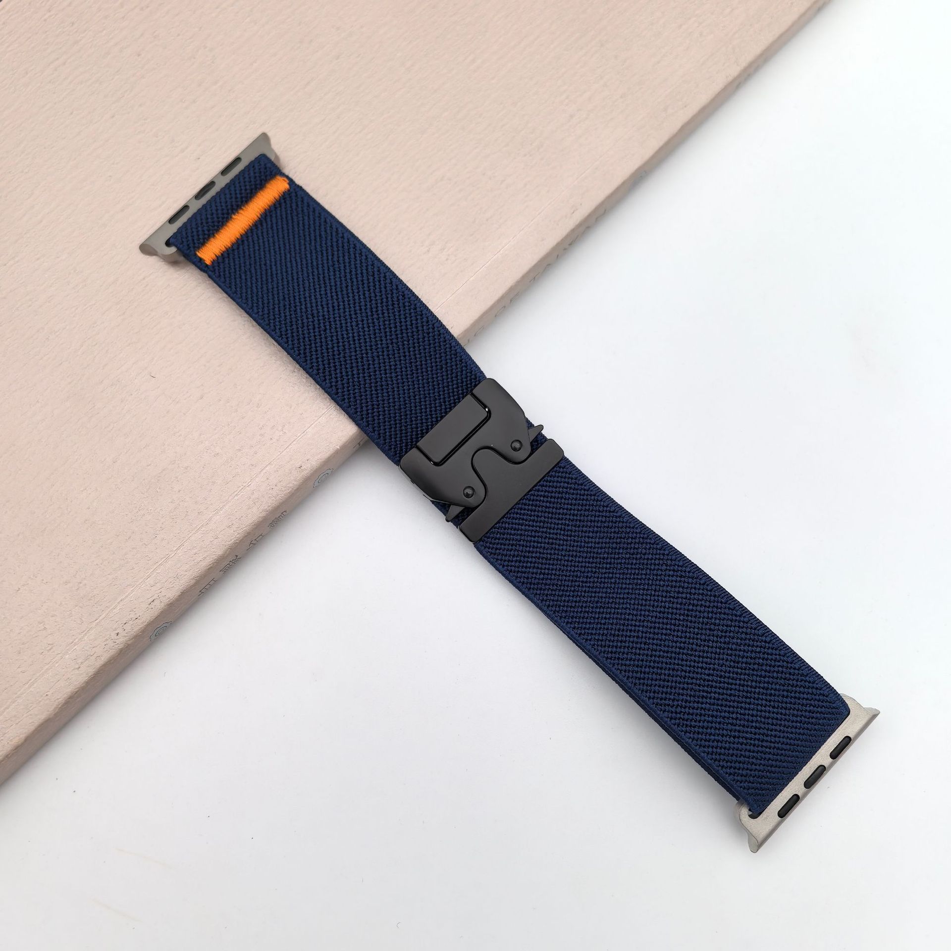 Nylon Strap for Apple Watch Ultra 2 Band 49mm 10 9 8 7 45mm 41mm 44mm 46mm 42mm Braided Elastic Bracelet for IWatch Series 6 SE: L / dark blue
